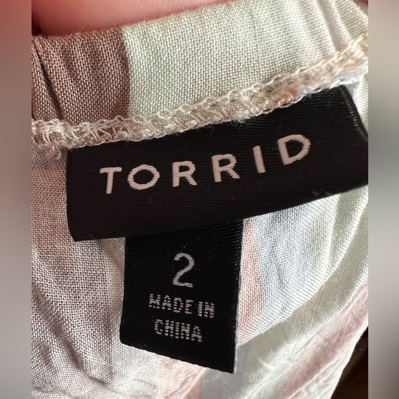 Torrid Womens High Low Two Piece Midi Challis Dress Striped Off Shoulder Size 2X - Picture 10 of 10